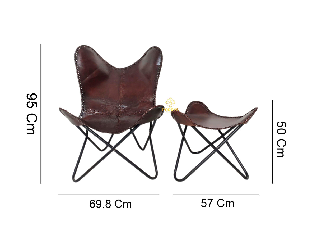 Dark Brown Butterfly Chair with Ottoman