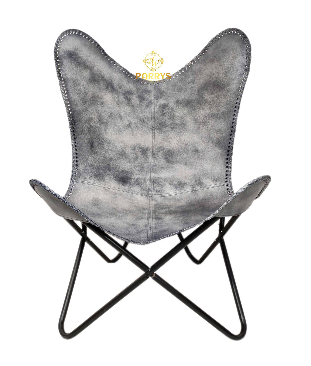 Grey Butterfly Chair and Stool Set