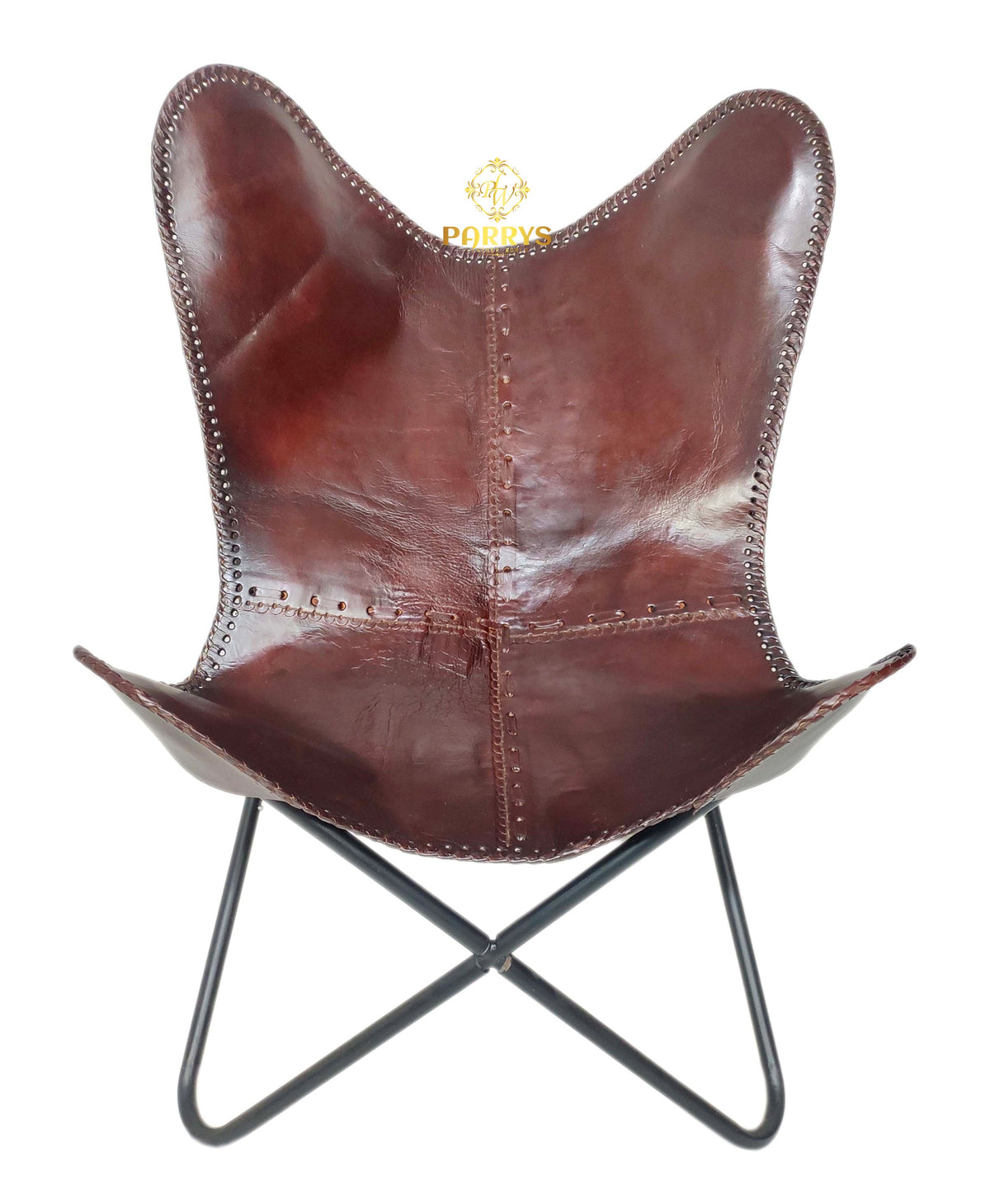 Dark Brown Butterfly Chair with Ottoman