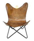 Caramel Cognac Leather Butterfly Chair