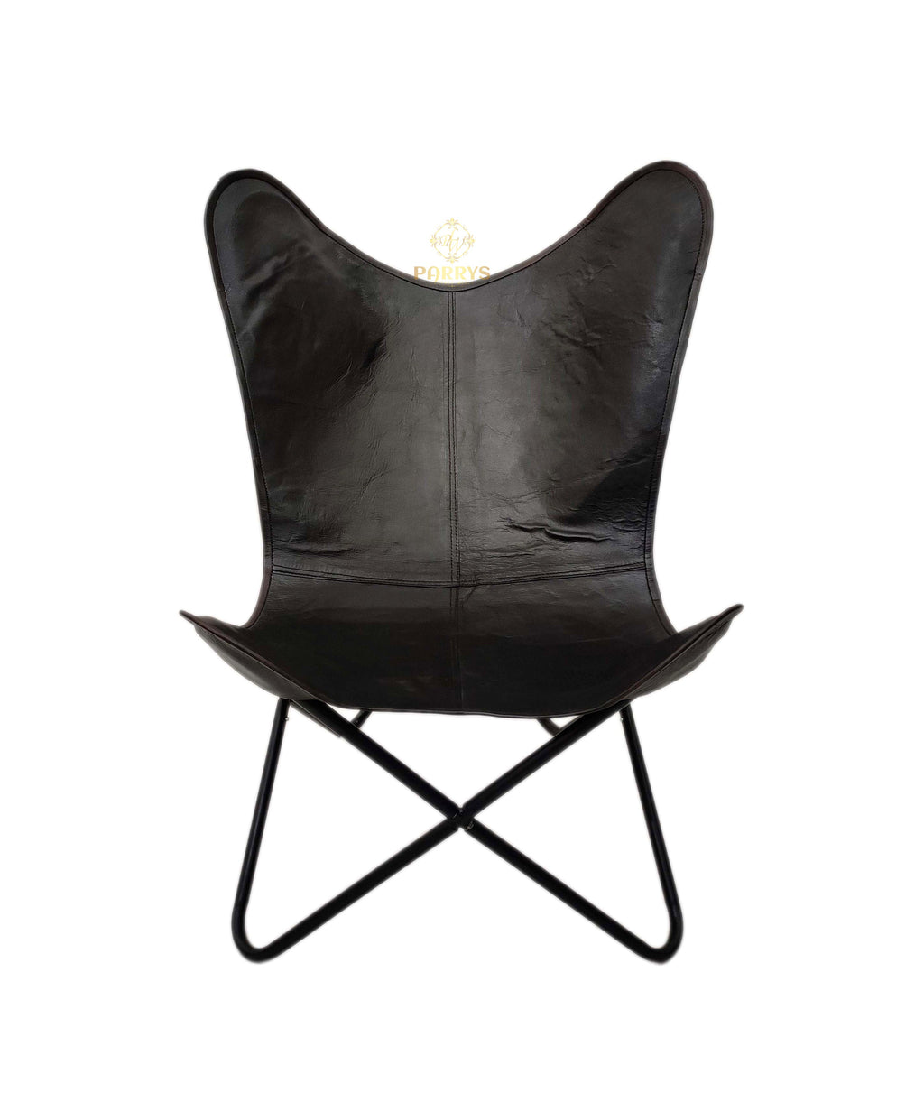 Classic Black Leather Butterfly Chair
