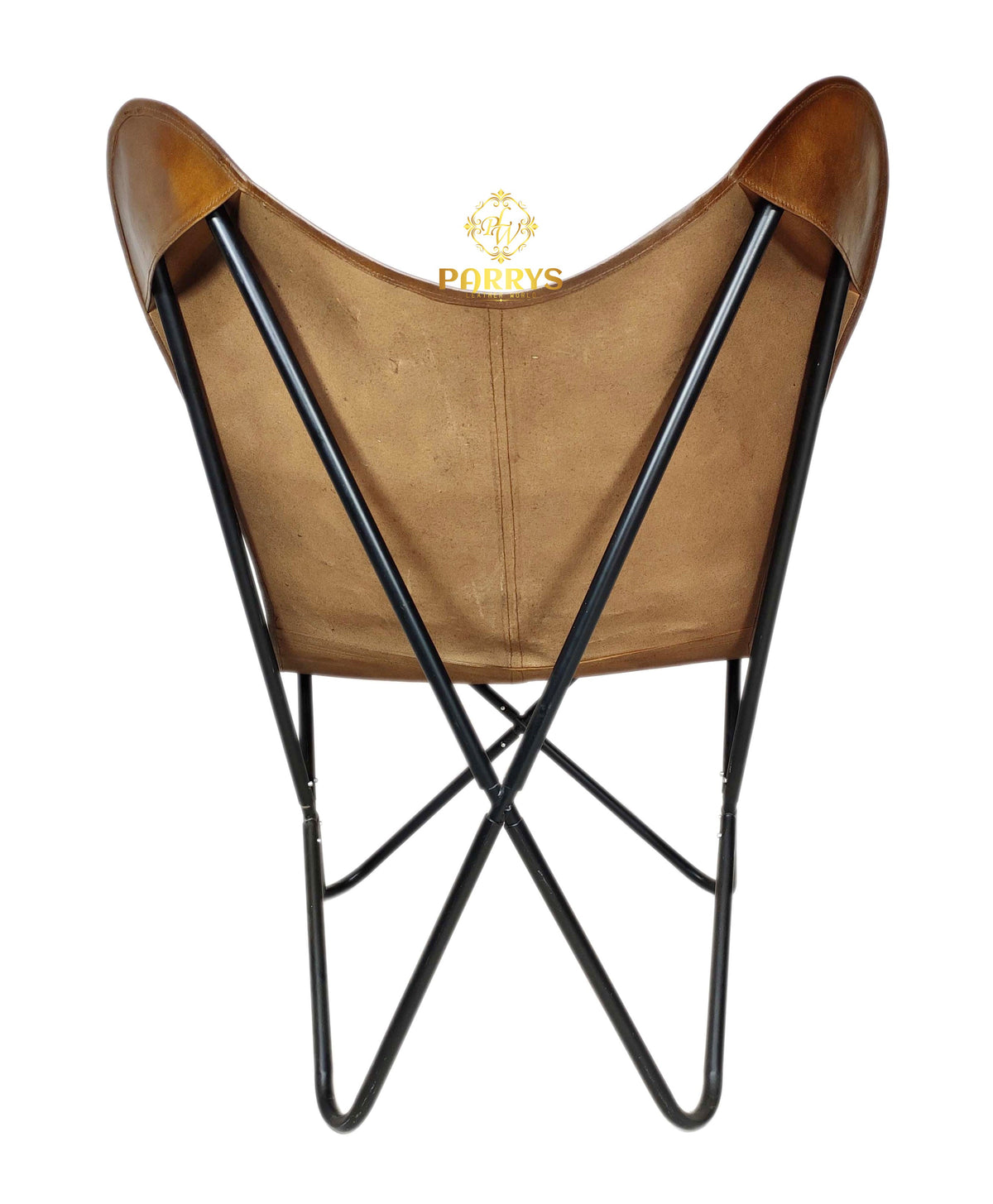 Caramel Cognac Leather Butterfly Chair