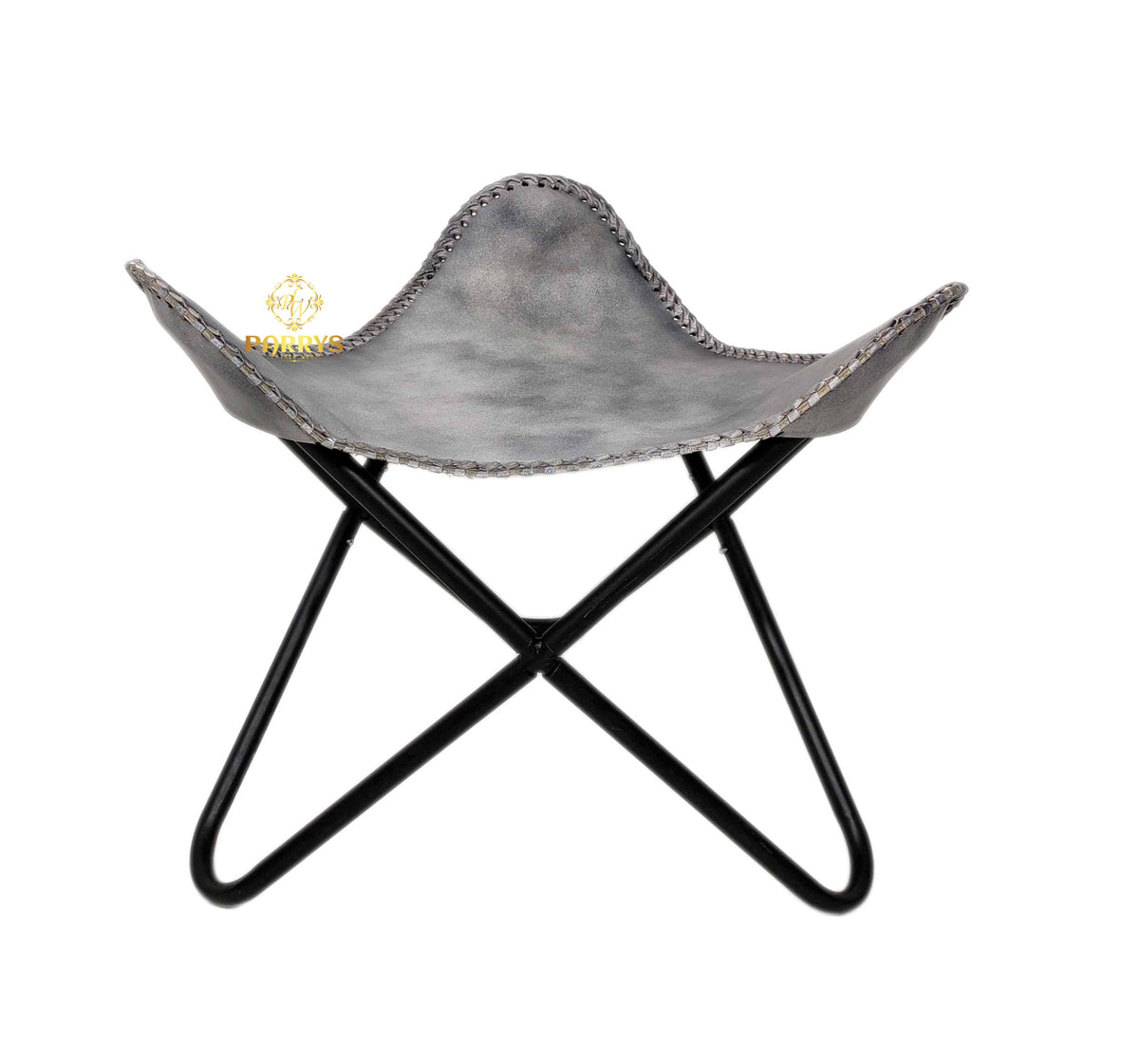 Grey Butterfly Chair and Stool Set