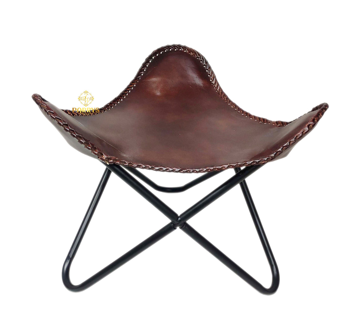 Dark Brown Butterfly Chair with Ottoman