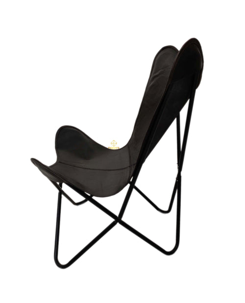 Classic Black Leather Butterfly Chair