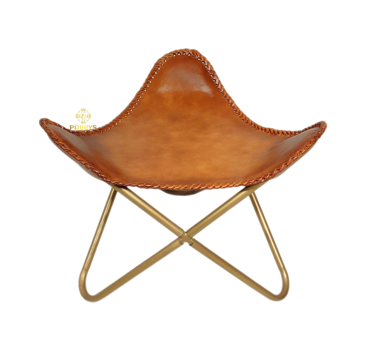 Honey Tan Leather Chair & Ottoman