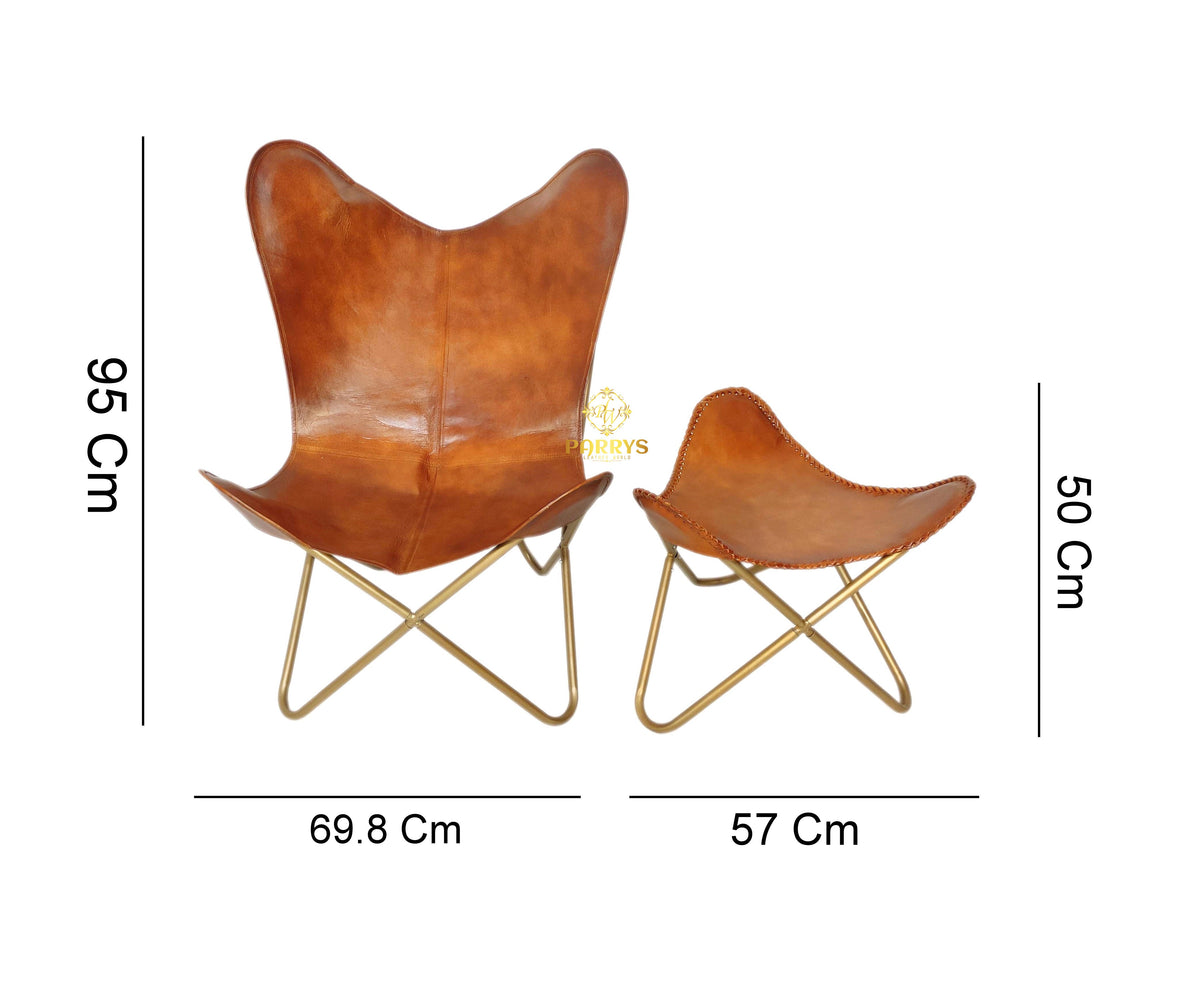 Honey Tan Leather Chair & Ottoman