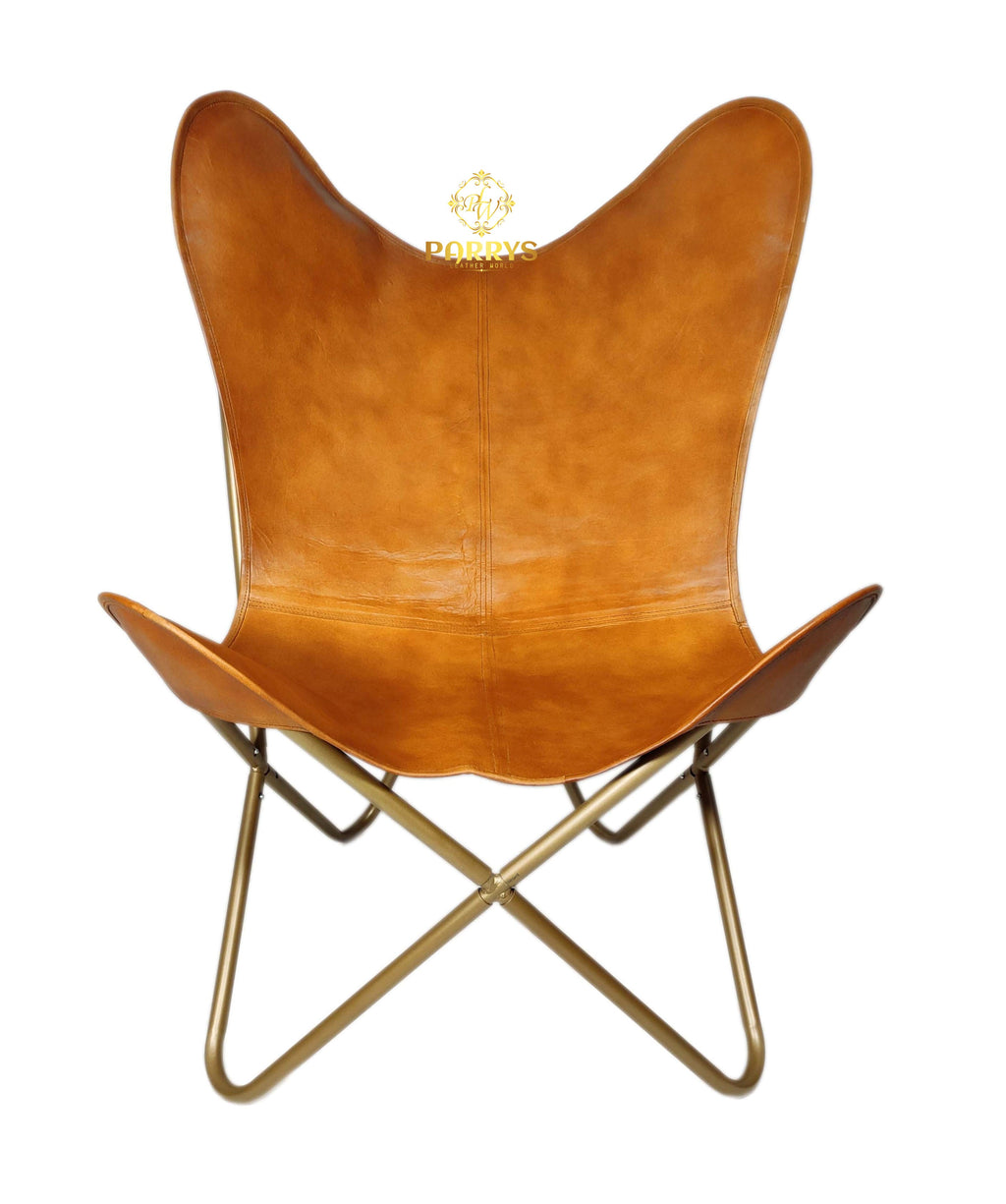 Honey Tan Leather Chair & Ottoman