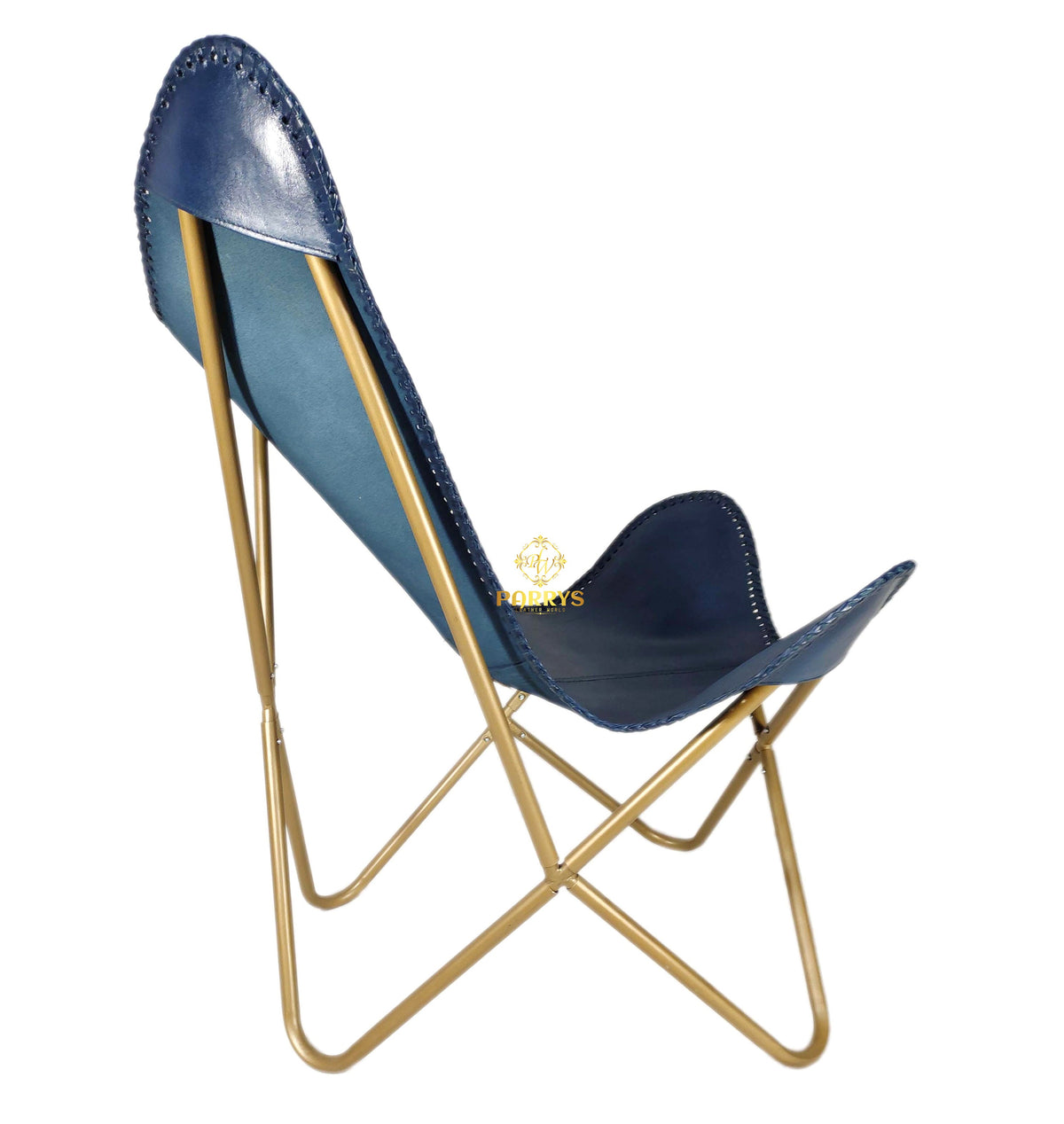 Ocean Blue Leather Butterfly Chair
