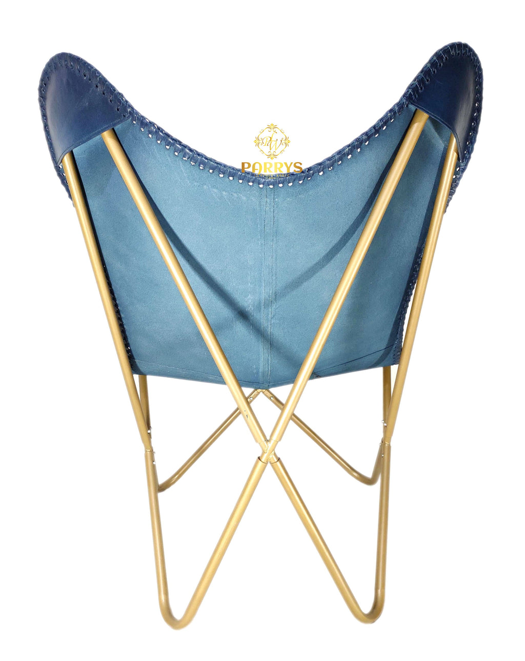 Ocean Blue Leather Butterfly Chair