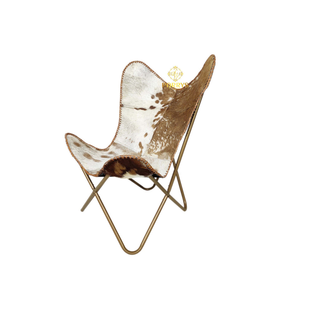 Honey Dust Cowhide Butterfly Chair