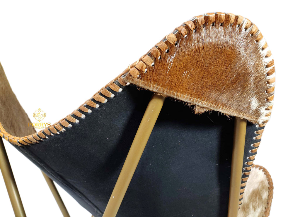 Honey Dust Cowhide Butterfly Chair