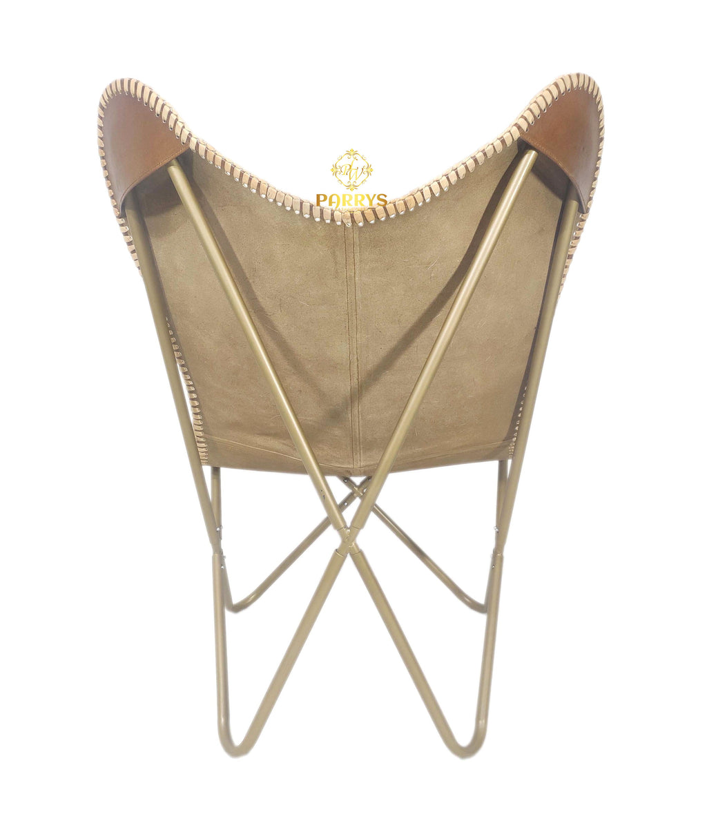 Whiskey Brown Leather Butterfly Chair