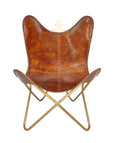 Warm Amber Leather Butterfly Chair