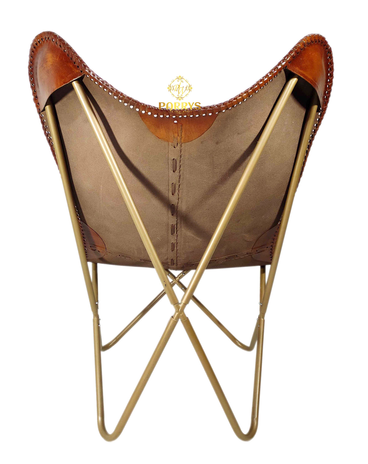 Warm Amber Leather Butterfly Chair