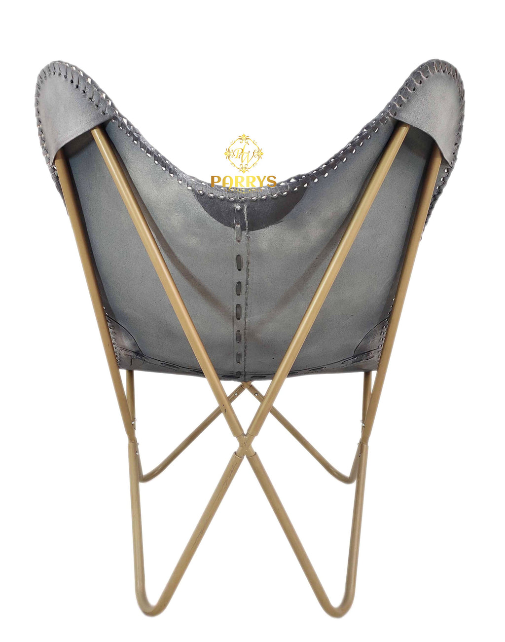 Storm Grey Leather Butterfly Chair