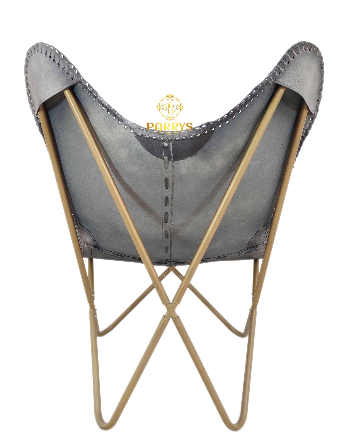 Storm Grey Leather Butterfly Chair
