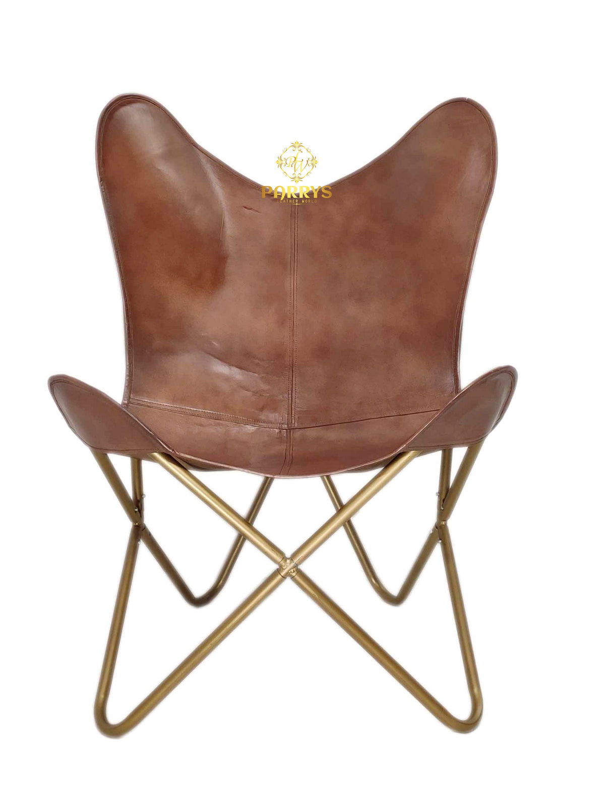 Chestnut Brown Leather Chair & Ottoman