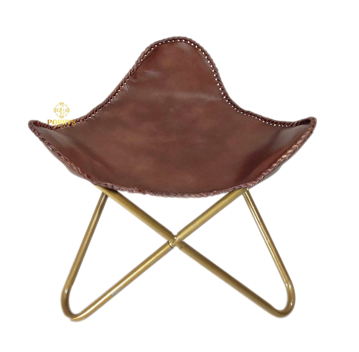 Chestnut Brown Leather Chair & Ottoman