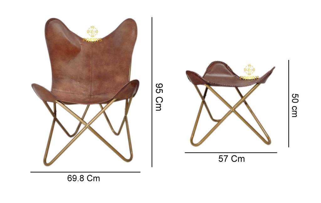 Chestnut Brown Leather Chair & Ottoman