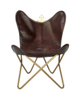Deep Walnut Leather Chair & Footstool