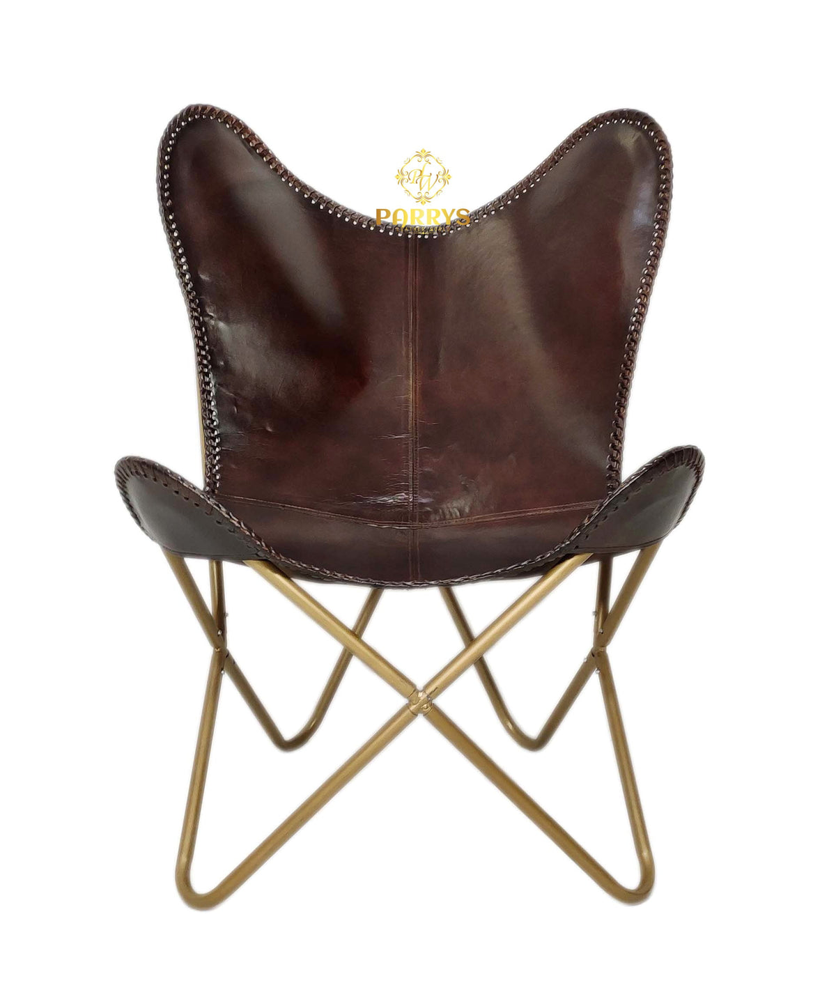 Deep Walnut Leather Chair & Footstool