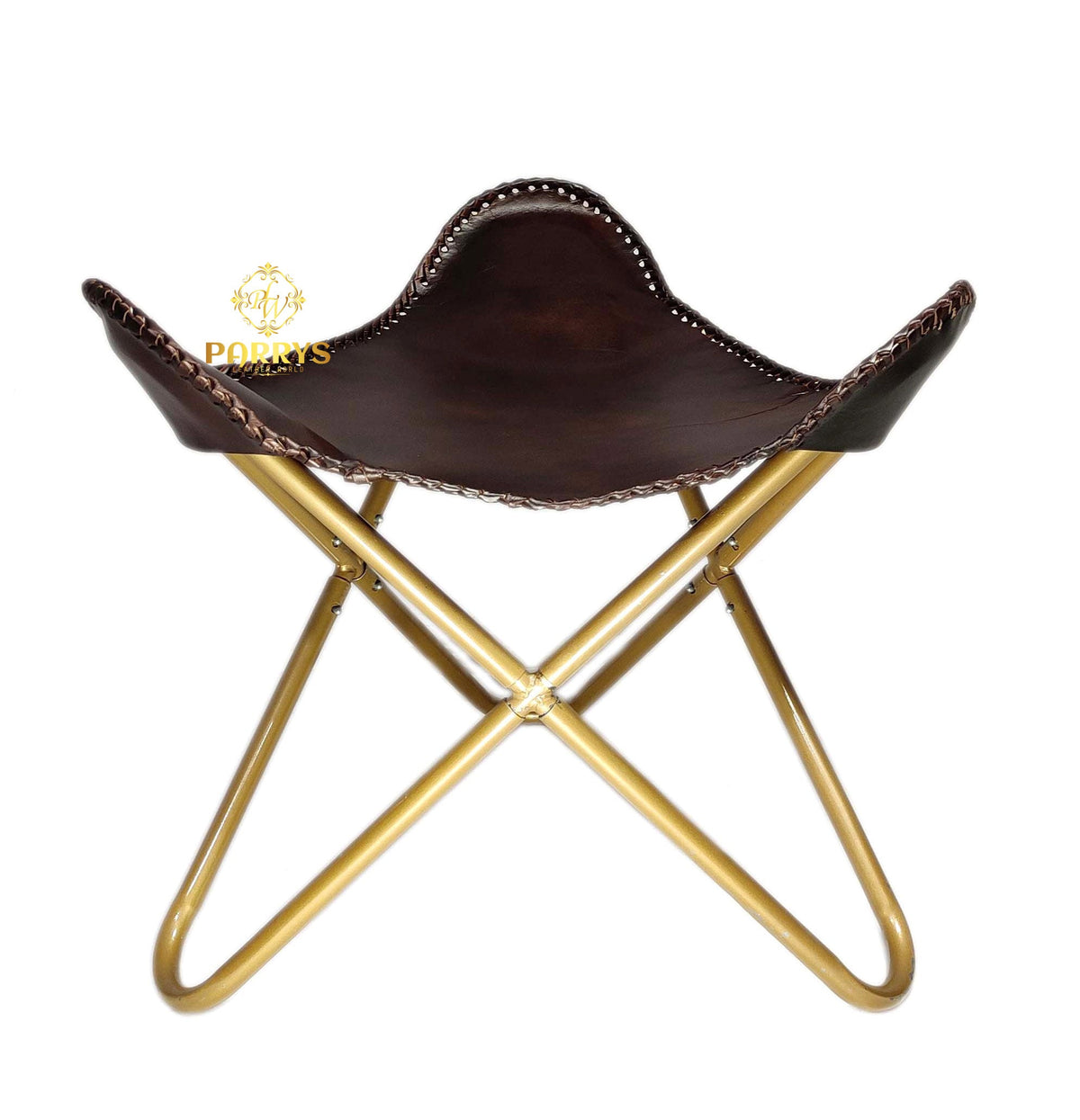 Deep Walnut Leather Chair & Footstool